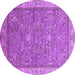 Round Machine Washable Oriental Purple Industrial Area Rugs, wshurb2142pur