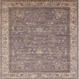 Square Mid-Century Modern Brown Oriental Rug, urb2142