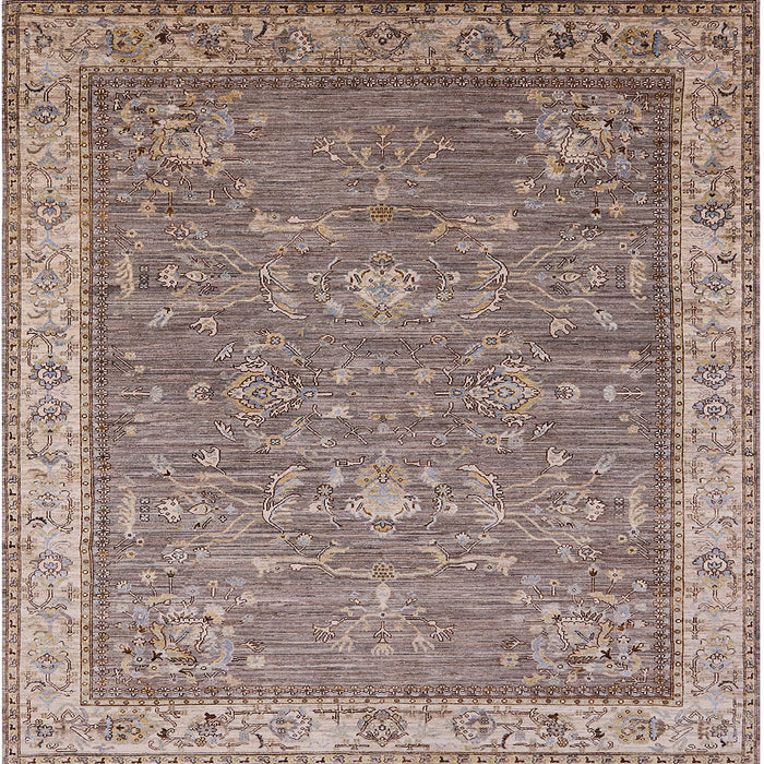 Square Mid-Century Modern Brown Oriental Rug, urb2142