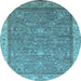 Round Oriental Light Blue Industrial Rug, urb2142lblu