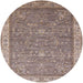 Round Mid-Century Modern Brown Oriental Rug, urb2142