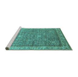 Sideview of Machine Washable Oriental Turquoise Industrial Area Rugs, wshurb2142turq