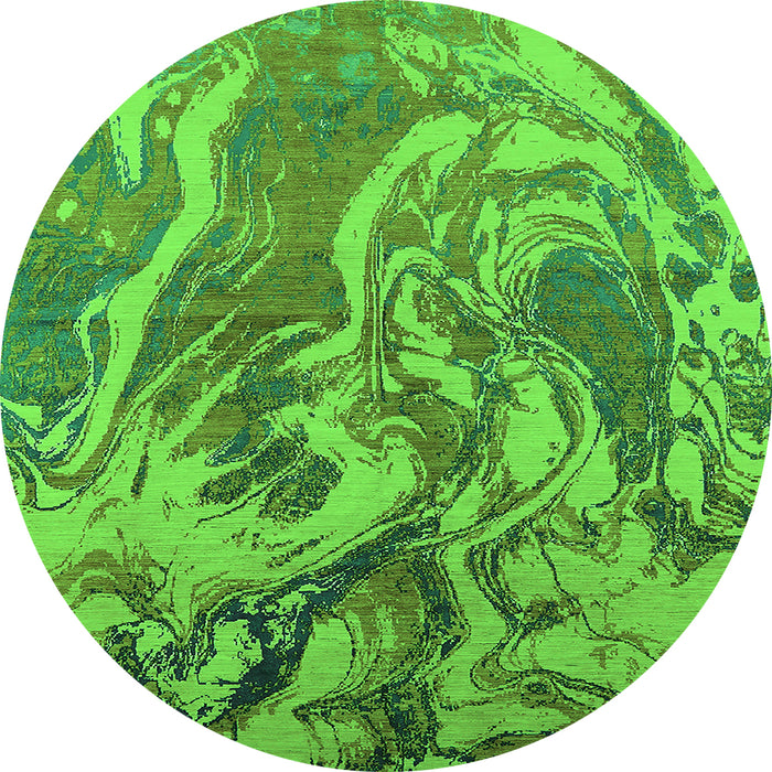 Round Oriental Green Industrial Rug, urb2143grn