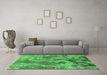 Machine Washable Oriental Emerald Green Industrial Area Rugs in a Living Room,, wshurb2143emgrn