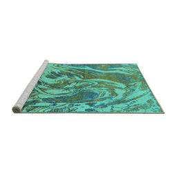 Sideview of Machine Washable Oriental Turquoise Industrial Area Rugs, wshurb2143turq