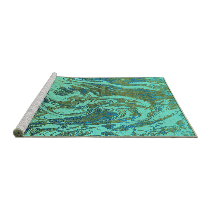 Sideview of Machine Washable Oriental Turquoise Industrial Area Rugs, wshurb2143turq