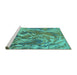 Sideview of Machine Washable Oriental Turquoise Industrial Area Rugs, wshurb2143turq