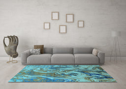 Machine Washable Oriental Light Blue Industrial Rug in a Living Room, wshurb2143lblu