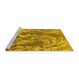 Sideview of Machine Washable Oriental Yellow Industrial Rug, wshurb2143yw