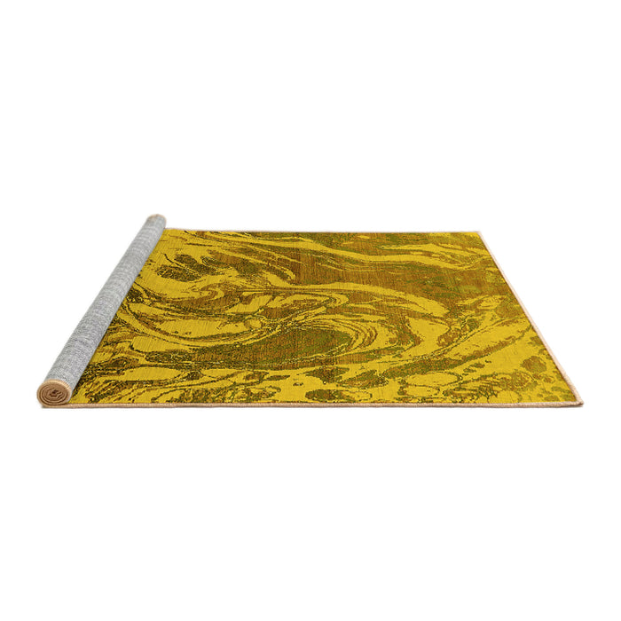 Sideview of Machine Washable Oriental Yellow Industrial Rug, wshurb2143yw