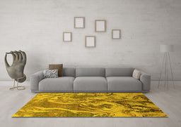Machine Washable Oriental Yellow Industrial Rug in a Living Room, wshurb2143yw
