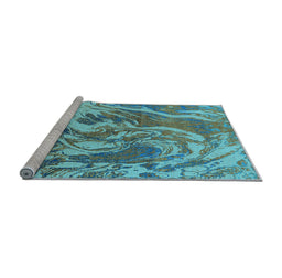 Sideview of Machine Washable Oriental Light Blue Industrial Rug, wshurb2143lblu