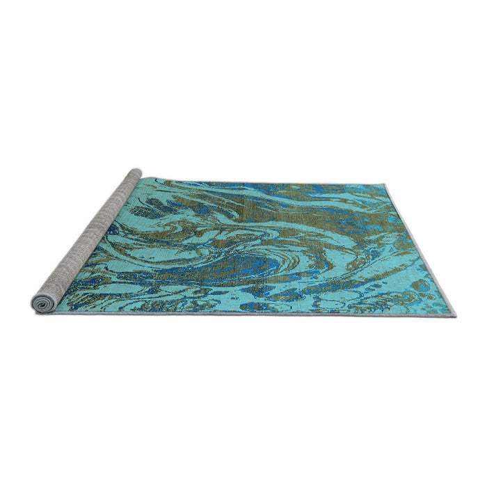 Sideview of Machine Washable Oriental Light Blue Industrial Rug, wshurb2143lblu