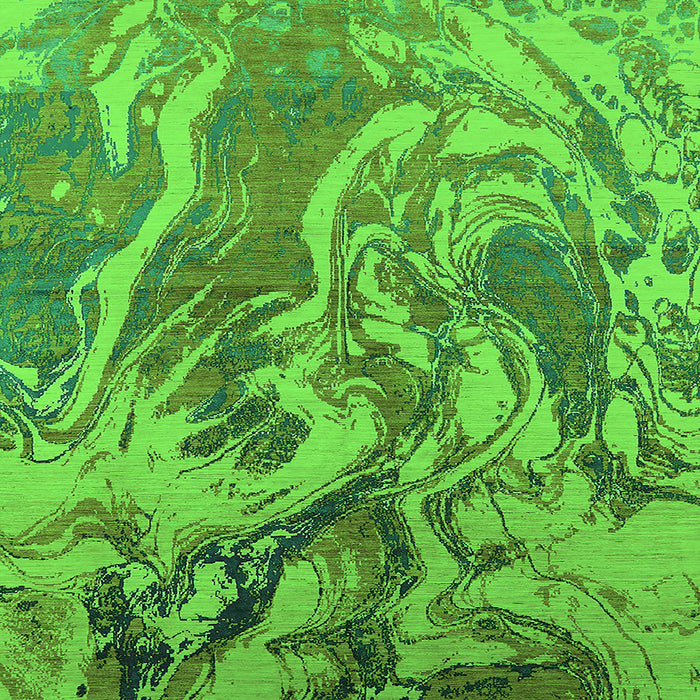 Square Machine Washable Oriental Green Industrial Area Rugs, wshurb2143grn