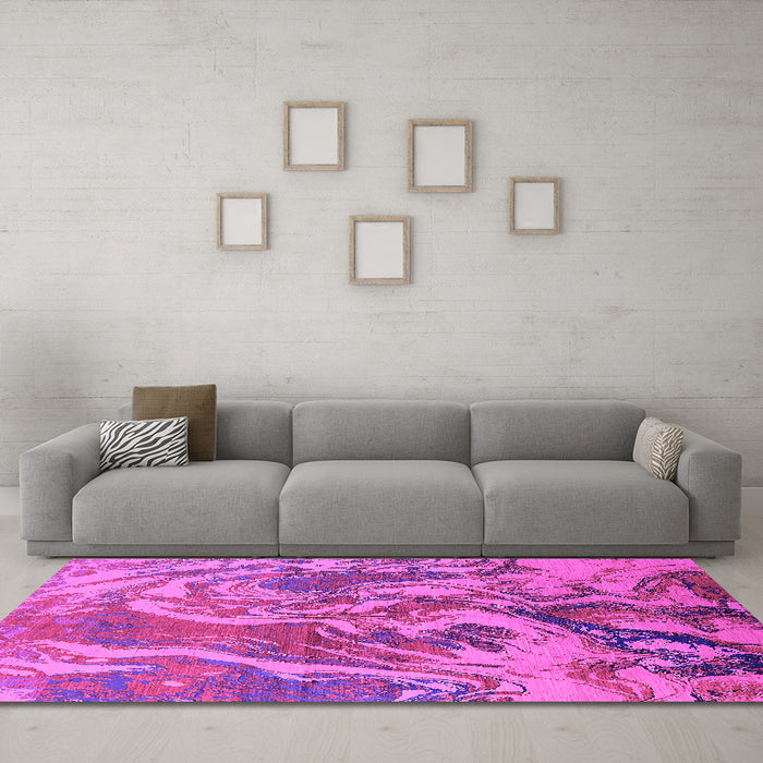 Machine Washable Oriental Pink Industrial Rug in a Living Room, wshurb2143pnk