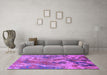 Machine Washable Oriental Purple Industrial Area Rugs in a Living Room, wshurb2143pur