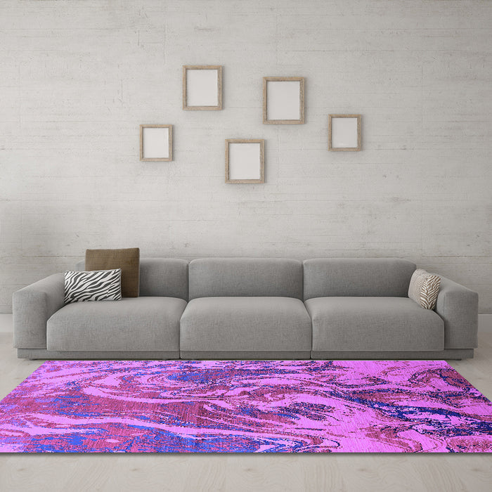 Machine Washable Oriental Purple Industrial Area Rugs in a Living Room, wshurb2143pur