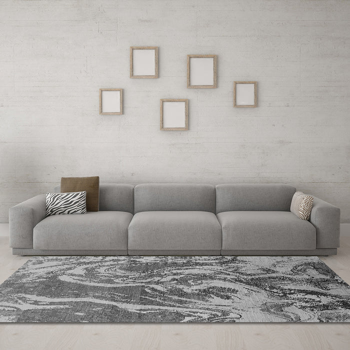 Machine Washable Oriental Gray Industrial Rug in a Living Room,, wshurb2143gry