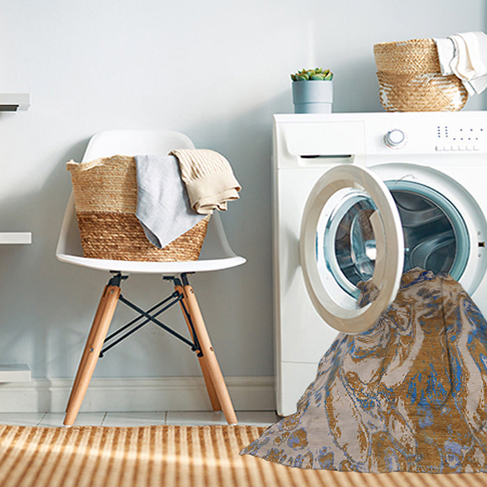 Machine Washable Industrial Modern Brown Rug in a Washing Machine, wshurb2143