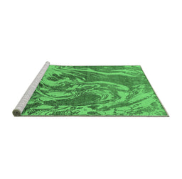 Sideview of Machine Washable Oriental Emerald Green Industrial Area Rugs, wshurb2143emgrn