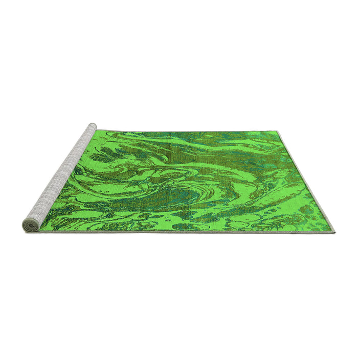 Sideview of Machine Washable Oriental Green Industrial Area Rugs, wshurb2143grn