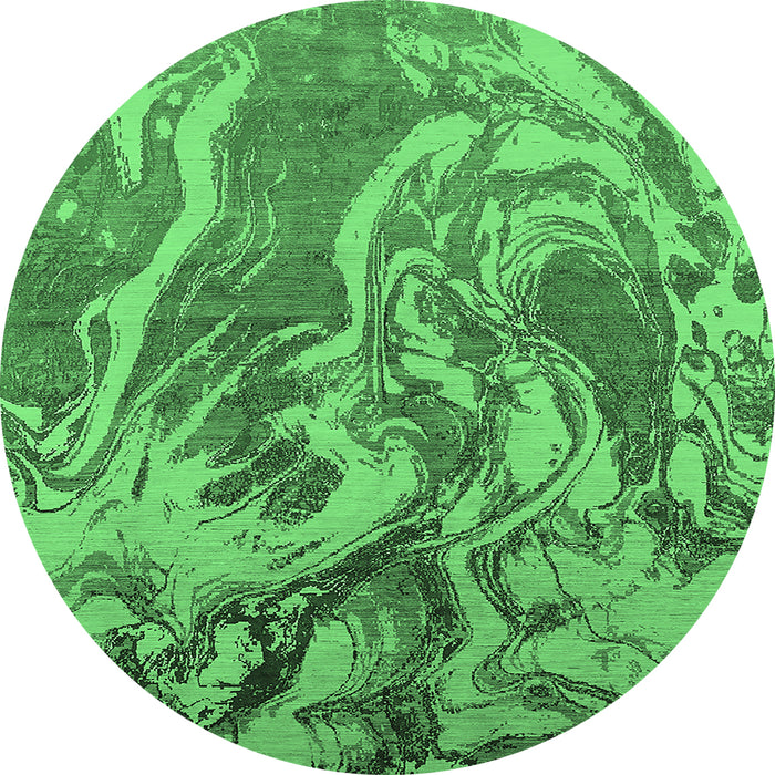 Round Oriental Emerald Green Industrial Rug, urb2143emgrn