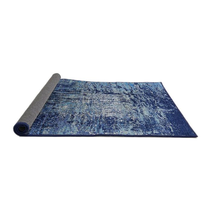 Sideview of Mid-Century Modern Koi Blue Oriental Rug, urb2144