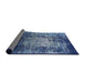 Sideview of Mid-Century Modern Koi Blue Oriental Rug, urb2144