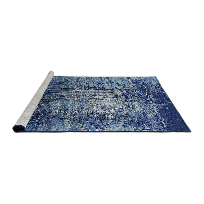 Sideview of Machine Washable Industrial Modern Koi Blue Rug, wshurb2144