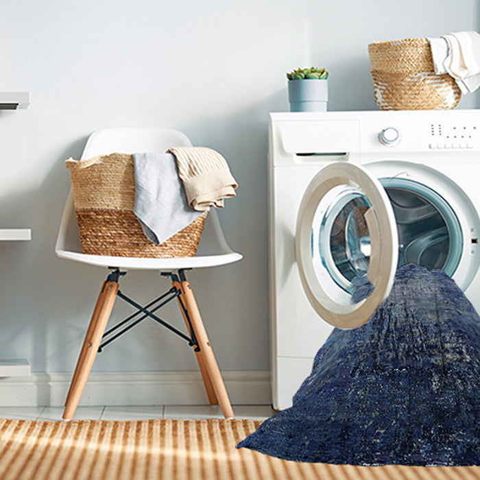 Machine Washable Industrial Modern Koi Blue Rug in a Washing Machine, wshurb2144