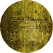 Round Oriental Yellow Industrial Rug, urb2144yw