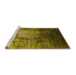Sideview of Machine Washable Oriental Yellow Industrial Rug, wshurb2144yw
