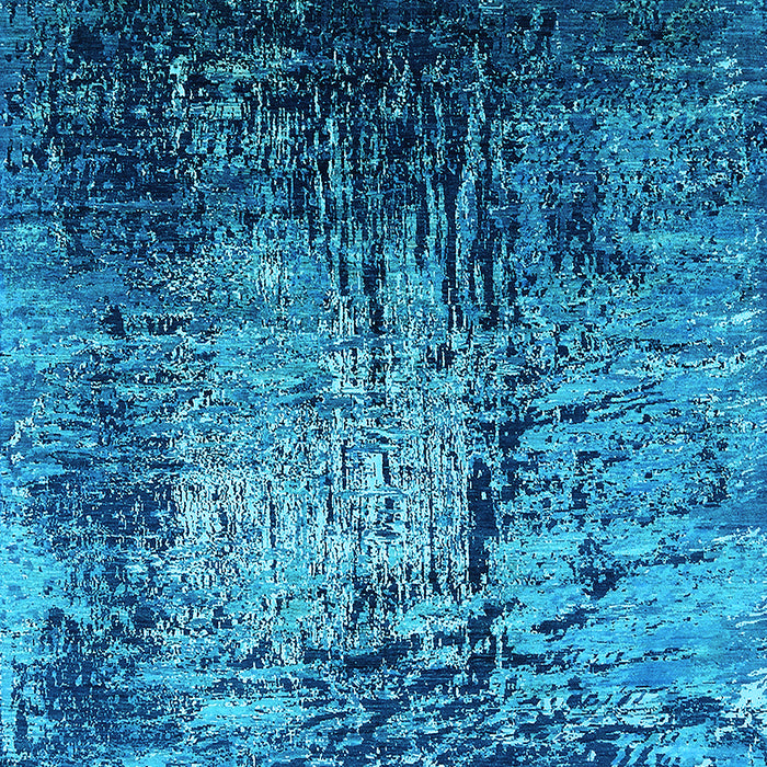 Machine Washable Oriental Light Blue Industrial Rug, wshurb2144lblu