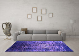 Machine Washable Oriental Purple Industrial Area Rugs in a Living Room, wshurb2144pur