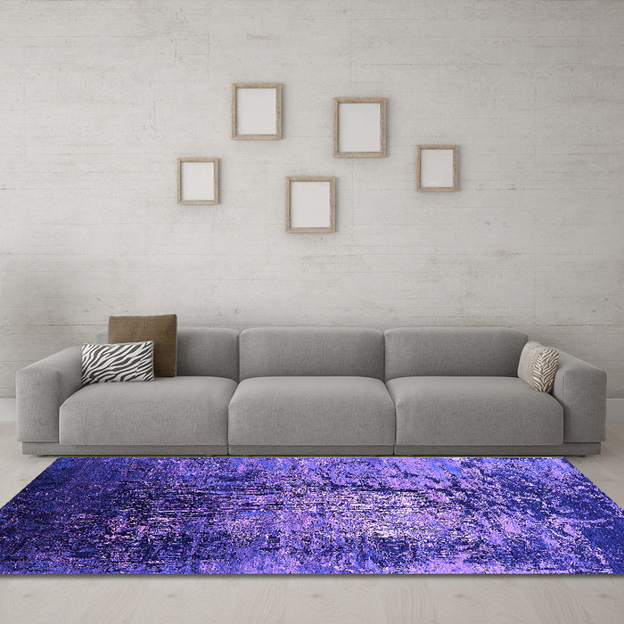 Machine Washable Oriental Purple Industrial Area Rugs in a Living Room, wshurb2144pur