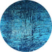 Round Oriental Light Blue Industrial Rug, urb2144lblu