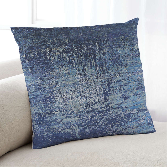 Lifestyle Image of Mid-Century Modern Urban Square Koi Blue Throw Pillow, 18 inch by 18 inch, pwurb2144