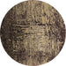 Round Oriental Brown Industrial Rug, urb2144brn