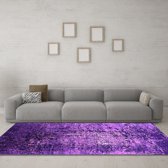 Machine Washable Oriental Pink Industrial Rug in a Living Room, wshurb2144pnk