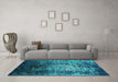 Machine Washable Oriental Turquoise Industrial Area Rugs in a Living Room,, wshurb2144turq