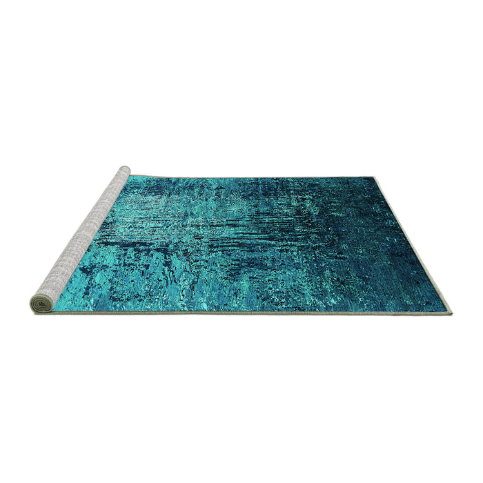 Sideview of Machine Washable Oriental Turquoise Industrial Area Rugs, wshurb2144turq
