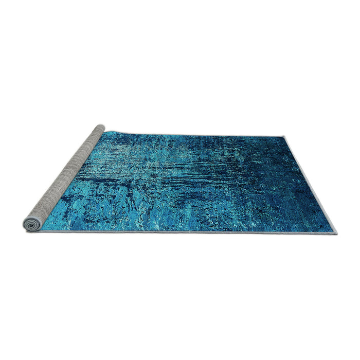 Sideview of Machine Washable Oriental Light Blue Industrial Rug, wshurb2144lblu