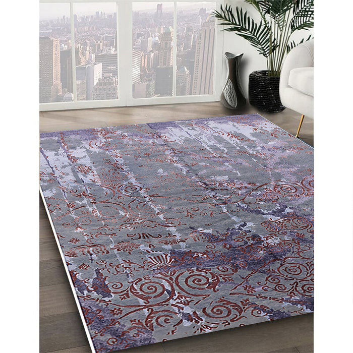 Machine Washable Industrial Modern Viola Purple Rug in a Family Room, wshurb2145