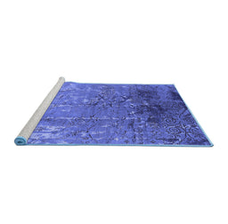 Sideview of Machine Washable Oriental Blue Industrial Rug, wshurb2145blu