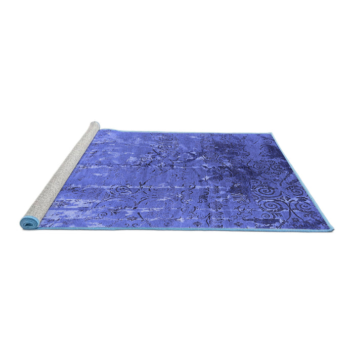 Sideview of Machine Washable Oriental Blue Industrial Rug, wshurb2145blu