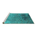 Sideview of Machine Washable Oriental Turquoise Industrial Area Rugs, wshurb2145turq