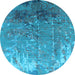 Round Oriental Light Blue Industrial Rug, urb2145lblu