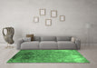 Machine Washable Oriental Emerald Green Industrial Area Rugs in a Living Room,, wshurb2145emgrn