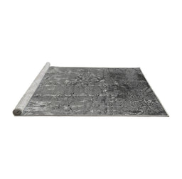 Sideview of Machine Washable Oriental Gray Industrial Rug, wshurb2145gry