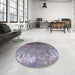 Round Mid-Century Modern Purple Oriental Rug in a Office, urb2145